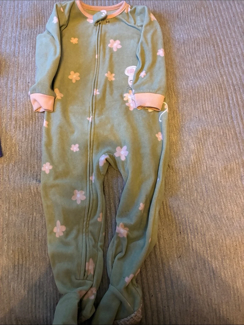 4Carter's Purple, Green & Cream Footed One-Piece Sleepers - Unicorn Moon Prints